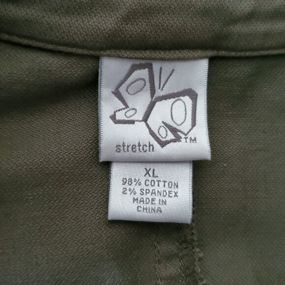 Womens Blazer Jacket XL Khaki Green Stretch Preppy Military Safari Vintage 90s - Picture 3 of 4